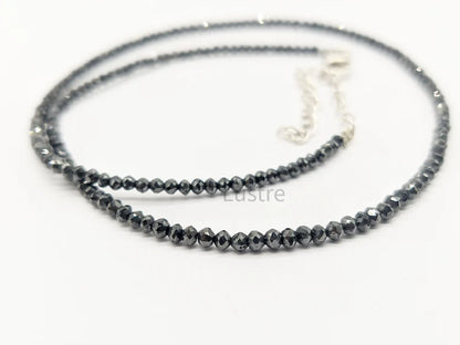 Black Diamond Necklace 2.2 - 2.7 mm Beaded Natural Sparkling 16 Inches Necklace