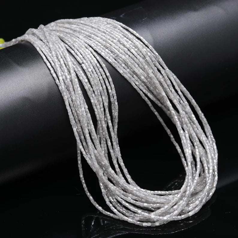 White Diamond Tube Bead 1.3 - 2.5 mm Sparkling Facetet White Diamond Bead