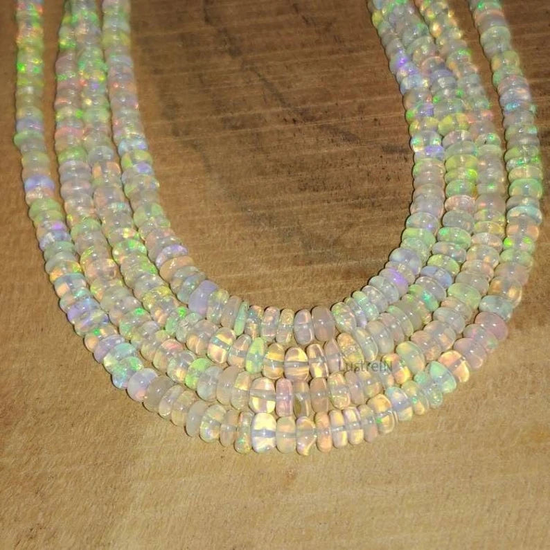 Ethiopian Opal Stone Strand Natural Smooth Multi Fire Opal Bead Rondelle Beads