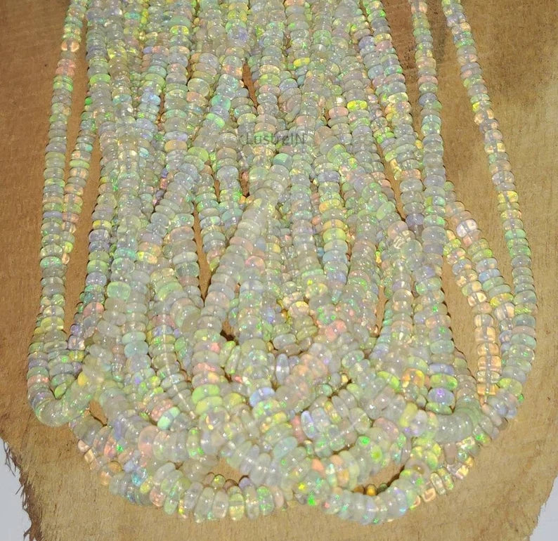 Ethiopian Opal Stone Strand Natural Smooth Multi Fire Opal Bead Rondelle Beads