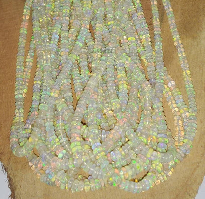 Ethiopian Opal Stone Strand Natural Smooth Multi Fire Opal Bead Rondelle Beads