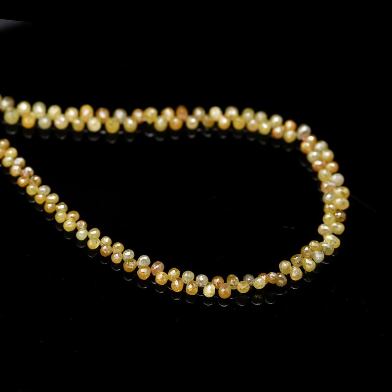 Natural Yellow Diamond Teardrop Briolette 2.5 - 3.8 mm Diamond Beads For Jewelry Making