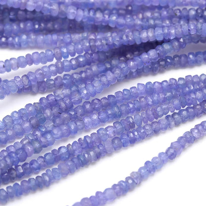 Tanzanite Faceted Rondelle Bead 3.5 - 4.5 mm Natural Beads Blue Faceted Strands For Jewelry Making
