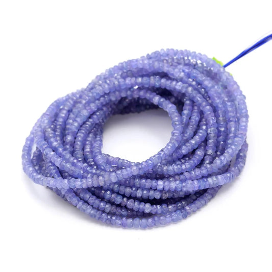 Tanzanite Faceted Rondelle Bead 3.5 - 4.5 mm Natural Beads Blue Faceted Strands For Jewelry Making