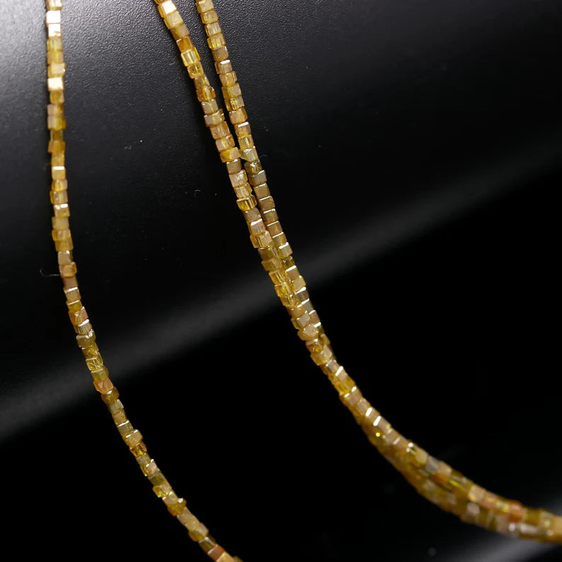 Yellow Diamond Bead 1.5 - 2.5 mm Yellow Diamond Cube Natural Diamond Bead