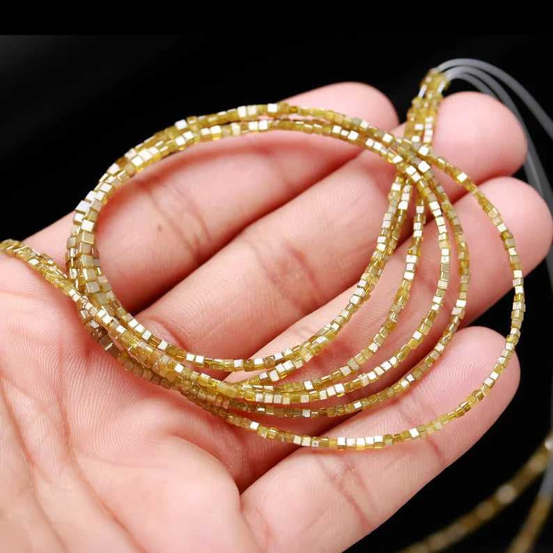 Yellow Diamond Bead 1.5 - 2.5 mm Yellow Diamond Cube Natural Diamond Bead