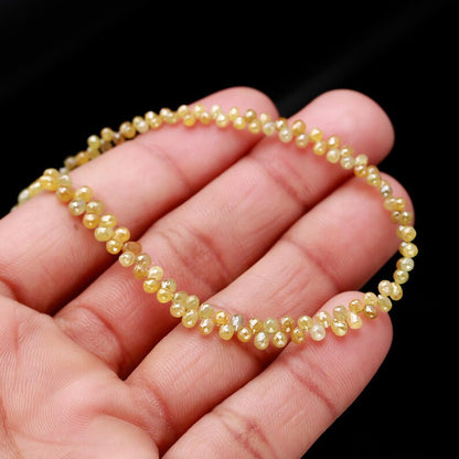 Natural Yellow Diamond Teardrop Briolette 2.5 - 3.8 mm Diamond Beads For Jewelry Making