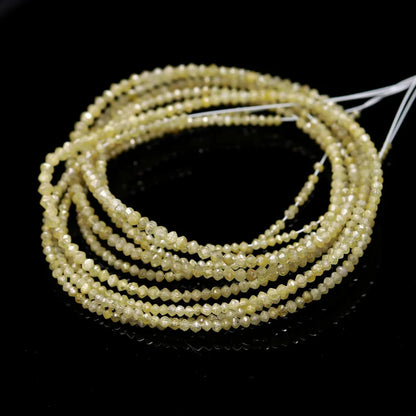 Natural Yellow Diamond Bead 1.8 - 2.4 mm Faceted Rondelle Bead For Jewelry Draft