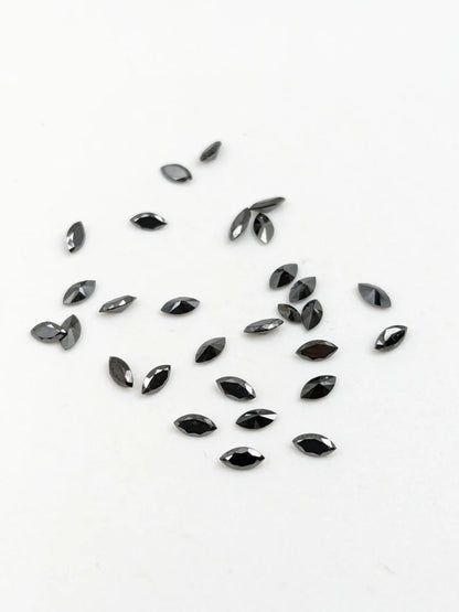 Black Diamond Marquise Cut Stone 2.5 - 4 mm Faceted Shape Stone For Jewelry Making