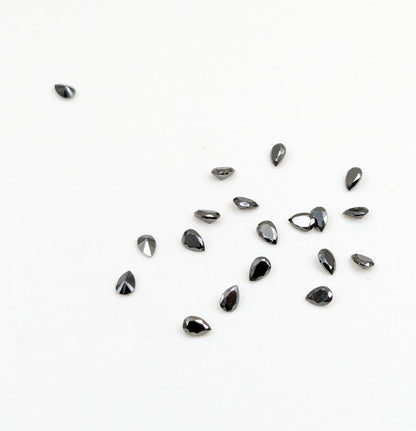 Loose Black Diamond 2 x 3 mm Faceted Cut Stone Pear Shape Loose Cut Stone