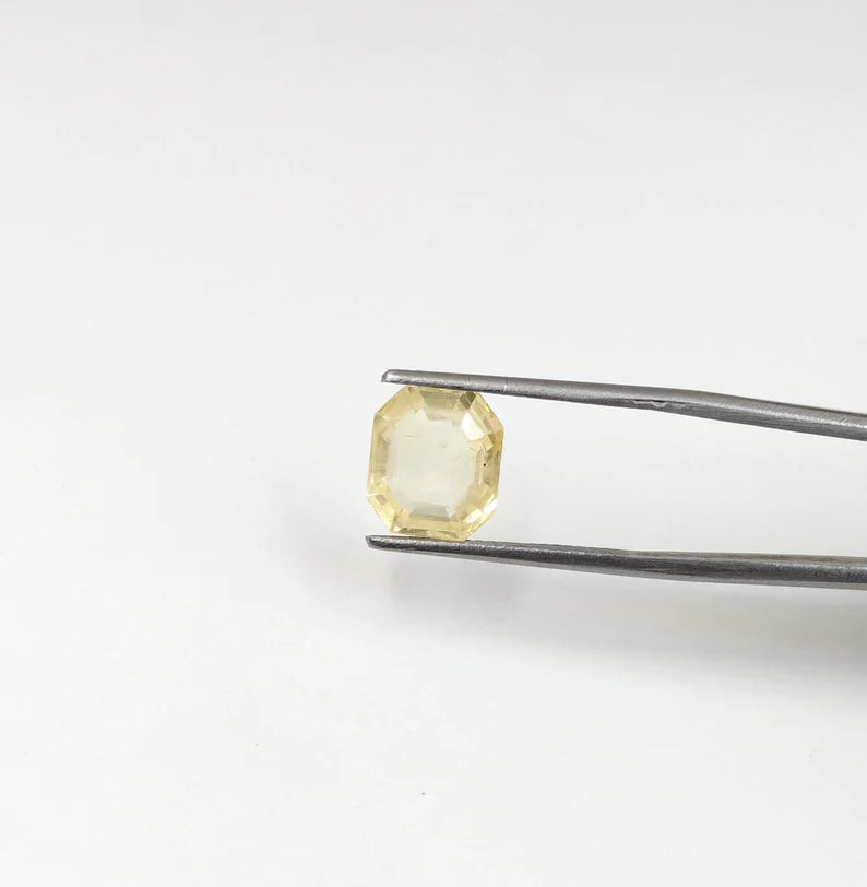 Yellow Sapphire Gemstone 9 x 11 mm Faceted Loose Square Unheated Stone