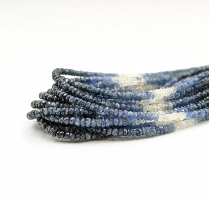 Blue Sapphire Natural Blue Sapphire Shaded Bead 3 - 3.5 mm Faceted Rondelle Ombre Strands