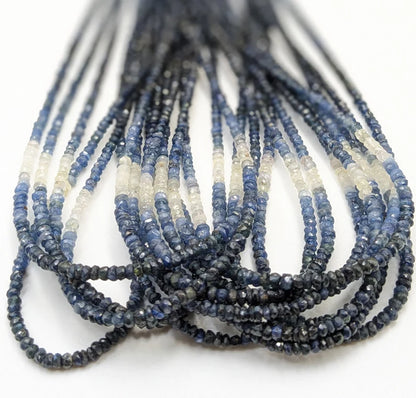 Blue Sapphire Natural Blue Sapphire Shaded Bead 3 - 3.5 mm Faceted Rondelle Ombre Strands