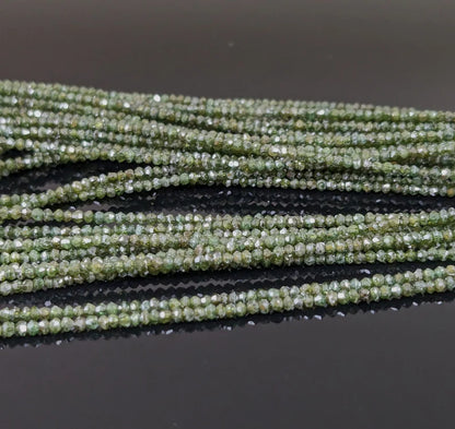 Green Diamond Bead Natural Faceted 1.8 - 2.2 mm Rondelle Diamond Bead Strands