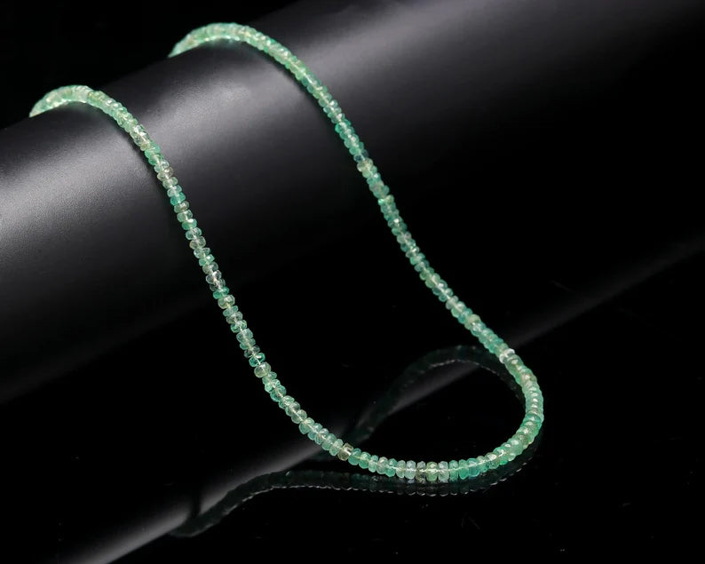 Emerald Faceted Rondelle Faceted Bead 3.5 - 4.5 mm Zambian 16 Inches Strands For Jewelry Making