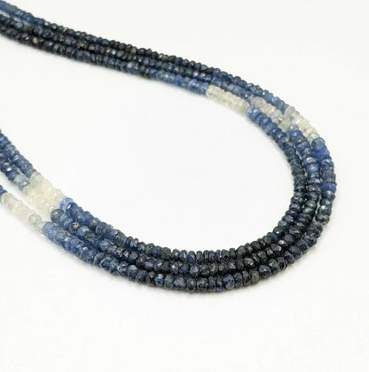 Blue Sapphire Natural Blue Sapphire Shaded Bead 3 - 3.5 mm Faceted Rondelle Ombre Strands