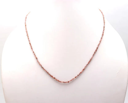 100% Natural Light Pink Rough Diamond  2 - 3 mm Raw Bead 16 Inches Necklace