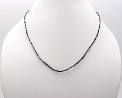 Black Diamond Bead 2 - 3 mm Uncut Diamond Beads Natural Raw Rough 16 Inches Necklace