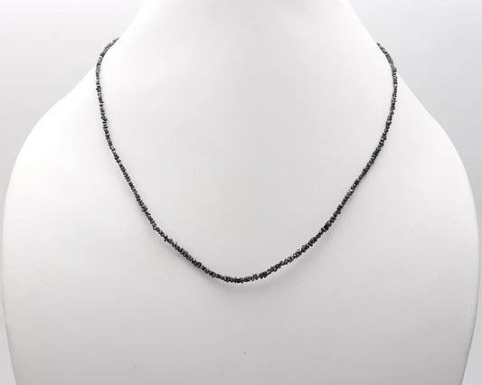 Black Diamond Bead 2 - 3 mm Uncut Diamond Beads Natural Raw Rough 16 Inches Necklace