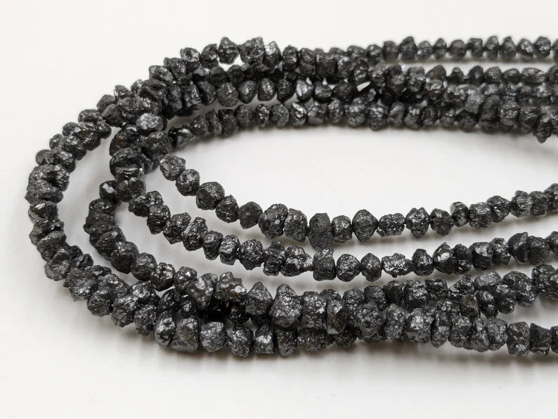 Black Diamond Uncut Bead 4 mm Raw Rough Black Diamond Beads AAA+ Raw Diamond Bead