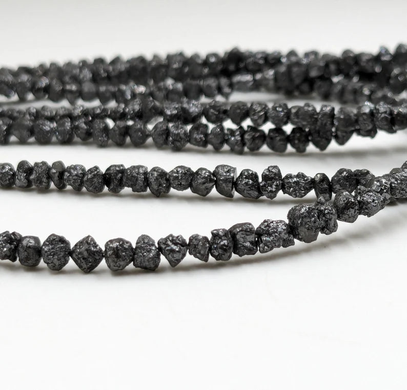 Black Diamond Uncut Bead 4 mm Raw Rough Black Diamond Beads AAA+ Raw Diamond Bead