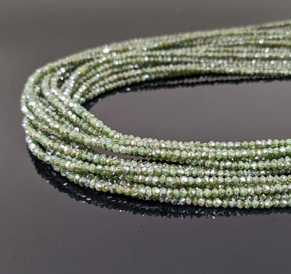 Green Diamond Bead Natural Faceted 1.8 - 2.2 mm Rondelle Diamond Bead Strands