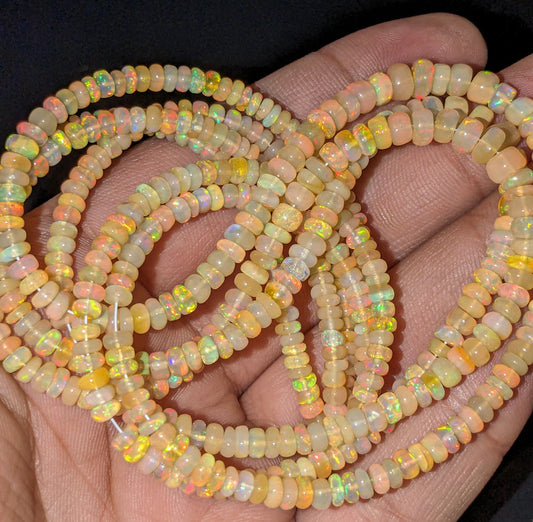 Ethiopian Opal Beads Top Quality 3 - 5 mm Ethiopia Opal Beads Smooth Rondelle Welo Fire Ethiopian Opal Beads