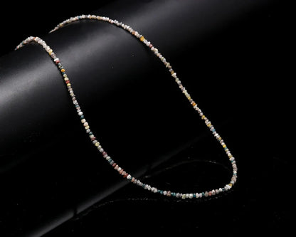 925 sterling silver Multi Color Diamond Bead Raw Rough 16 Inches Necklace