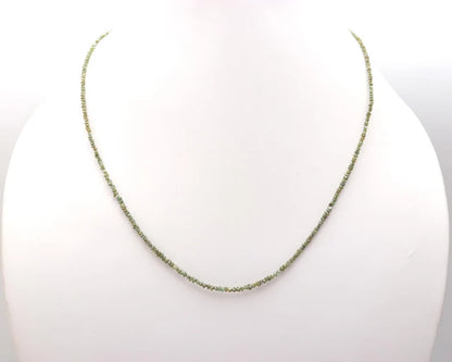 Green Diamond Raw Rough 2 - 3 mm Beaded Uncut Nuggets 16 Inches Necklace