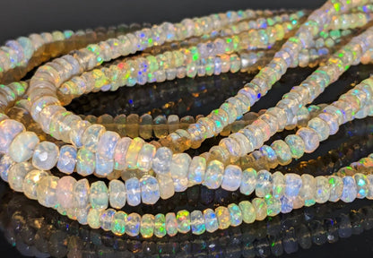 Ethiopian Opal Faceted Rondelle Bead 100% Natural Welo Fire Opal Bead