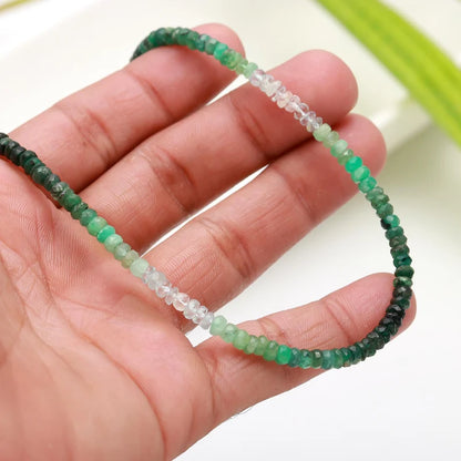 Emerald Shaded Gemstone Beads 3 - 4 mm Faceted Rondelle Shaded 16 Inches Necklace