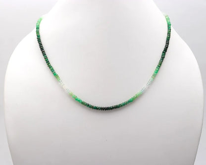 Emerald Shaded Gemstone Beads 3 - 4 mm Faceted Rondelle Shaded 16 Inches Necklace