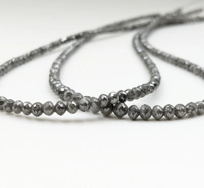 Gray Diamond Bead  3 - 4.5 mm Natural Grey Faceted Round Diamond Beads For Jewelry Making