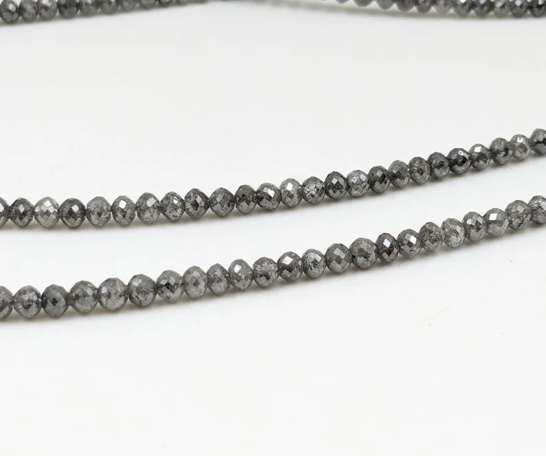 Gray Diamond Bead  3 - 4.5 mm Natural Grey Faceted Round Diamond Beads For Jewelry Making