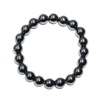 Grey Hematite Smooth Round Hematite 8 mm Bead 7 Inches Grounding Crystal Bracelet