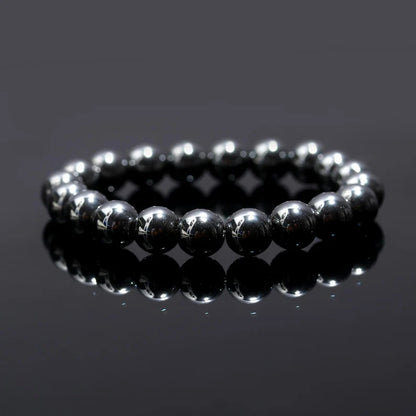 Grey Hematite Smooth Round Hematite 8 mm Bead 7 Inches Grounding Crystal Bracelet