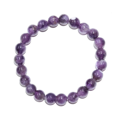 100% Natural Amethyst Bead Bracelet 8 mm Round Beaded 7 Inches Bracelet