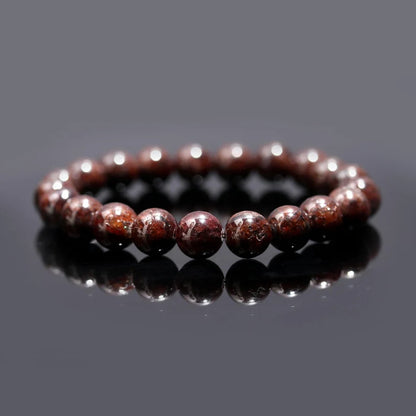 Garnet Beaded Bracelet 8 mm Round Smooth Spiritual Healing 7 Inches Bracelet