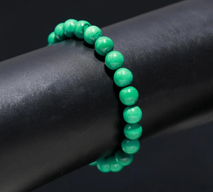 Natural Malachite Bead Smooth Round Gemstone 8 MM Beaded 7 Inches Bracelet