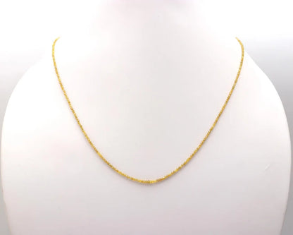 Yellow Diamond 925 Sterling 1.8 - 2.4 mm Beaded Faceted Rondelle 16 Inches Necklace