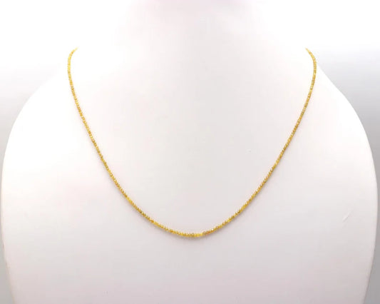 Yellow Diamond 925 Sterling 1.8 - 2.4 mm Beaded Faceted Rondelle 16 Inches Necklace