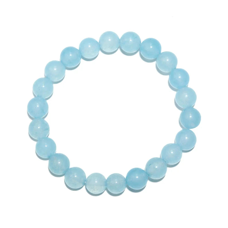 Blue Chalcedon 8 mm Beaded Smooth Round Blue Chalcedony 7 Inches Bracelet