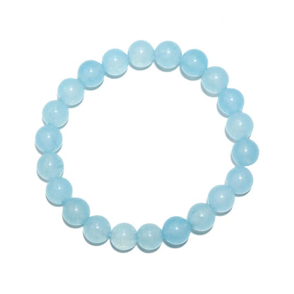 Blue Chalcedon 8 mm Beaded Smooth Round Blue Chalcedony 7 Inches Bracelet