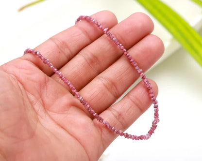 Pink Raw Rough Diamond Necklace 2 - 3 mm Natural Uncut 16 Inches Strands Beads