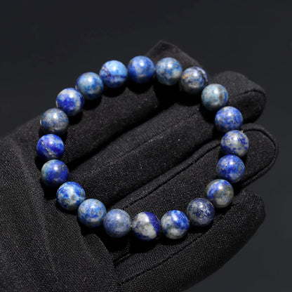 Lapis Bead 8 mm Beaded Smooth Round Crystals 7 Inches Bracelet