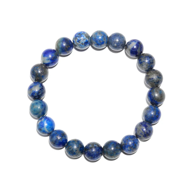 Lapis Bead 8 mm Beaded Smooth Round Crystals 7 Inches Bracelet