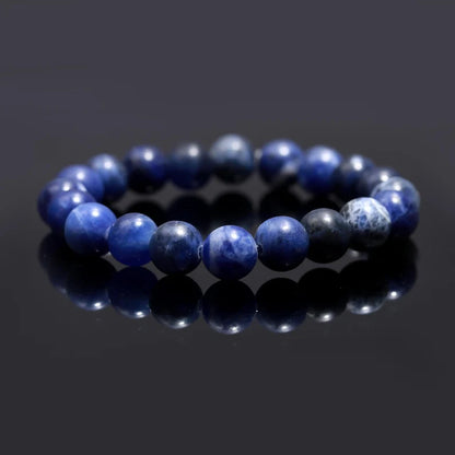 African Natural Blue Sodalite Crystal Jewelry 8 mm Round Smooth 7 Inches Bracelet