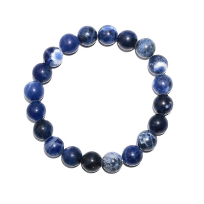 African Natural Blue Sodalite Crystal Jewelry 8 mm Round Smooth 7 Inches Bracelet