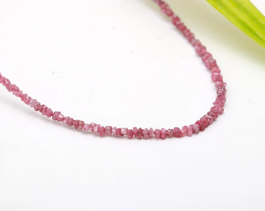 Pink Raw Rough Diamond Necklace 2 - 3 mm Natural Uncut 16 Inches Strands Beads