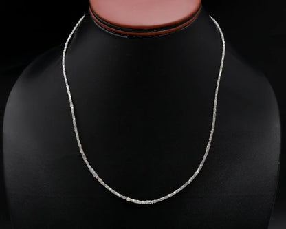 White Cube Diamond Bead 1.5 - 2.5 mm Natural Sparkling 16 Inches Necklace